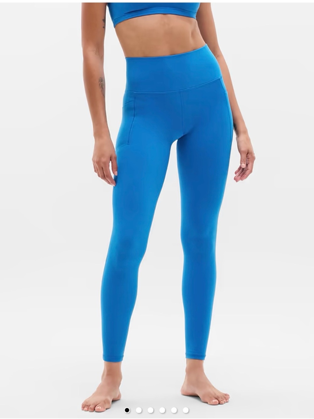 Athleta Salutation Stash High Rise Leggings L Cobalt Blue Powervita Pockets